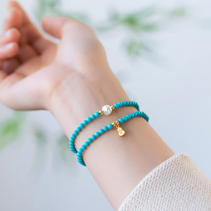 Buddha Stones Handgemaakte Armband met hanger in de vorm van een turkooizen parel en dubbele bescherming. - image 9