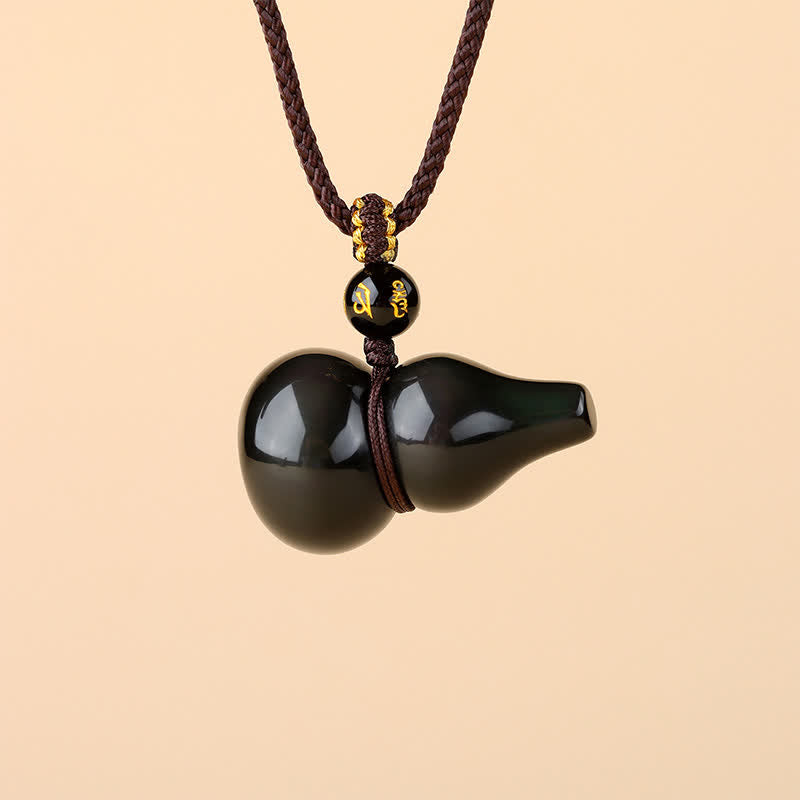 Buddha Stones Handgeweven Ketting met regenboogobsidiaan pompoenmotief ter bescherming. - image 1