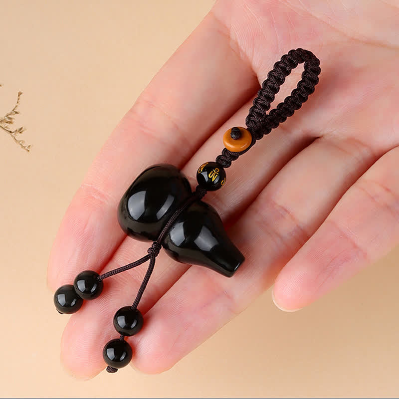 Buddha Stones Regenboog Obsidiaan Kalebas Bescherming Handgeweven Vintage Sleutelhangers - image 2