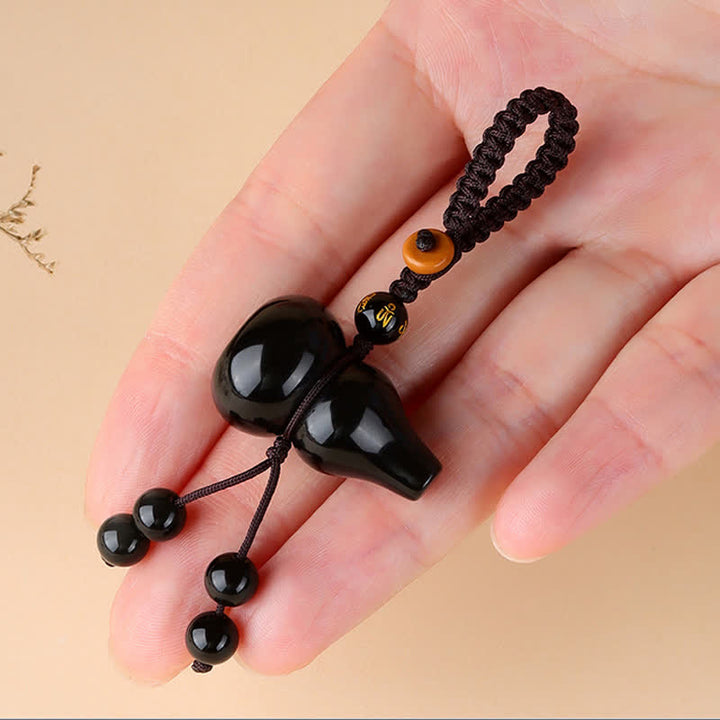 Buddha Stones Regenboog Obsidiaan Kalebas Bescherming Handgeweven Vintage Sleutelhangers - image 2