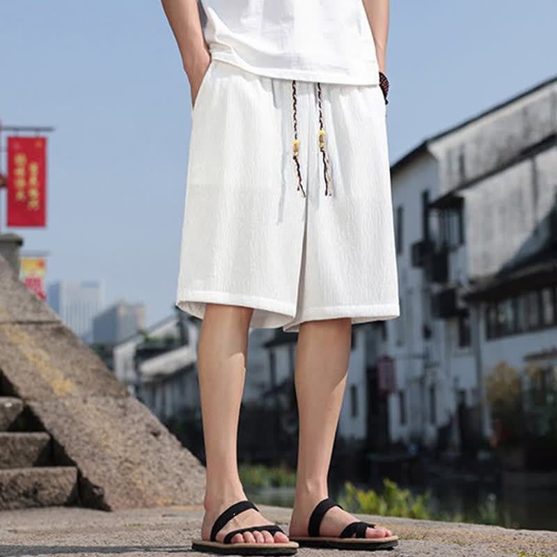 Buddha Stones Zomerse casual bermudashorts met trekkoord en Zakken voor heren, effen kleur. - image 1
