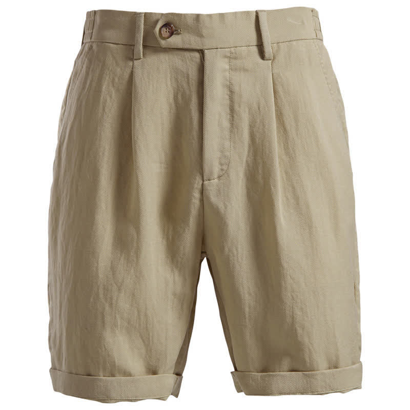 Buddha Stones Zomerse casual klassieke bermudashorts met ritssluiting en knoopsluiting voor heren, effen kleur, met Zakken. - Bruinen - US/UK/AU42, EU52 (2XL) - image 0