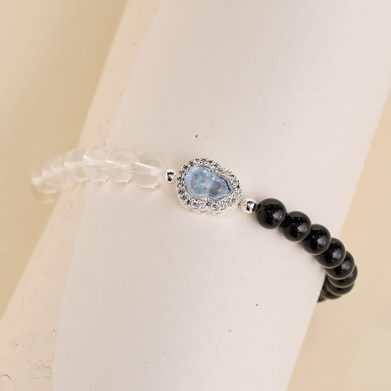 Buddha Stones Heldere kwarts armband met zwarte obsidiaan en kalebas - image 13