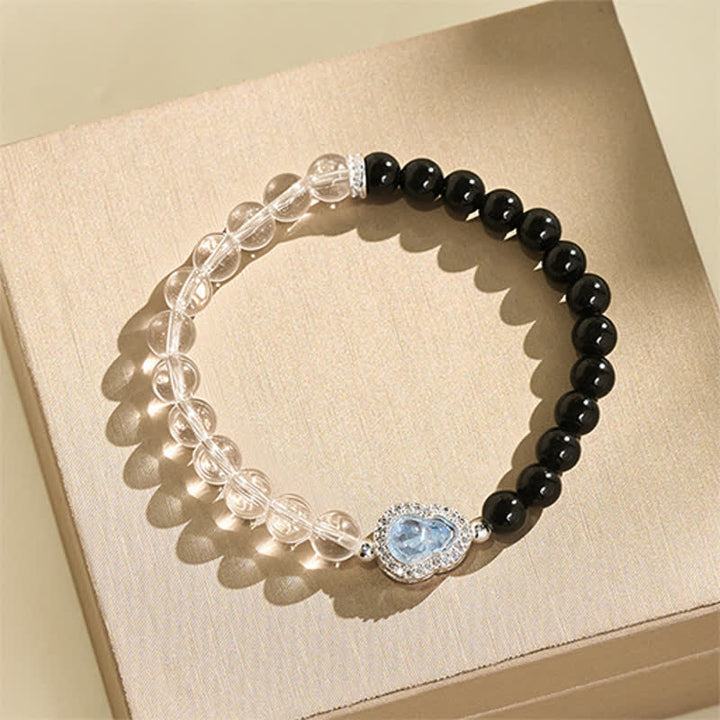 Buddha Stones Heldere kwarts armband met zwarte obsidiaan en kalebas - image 12