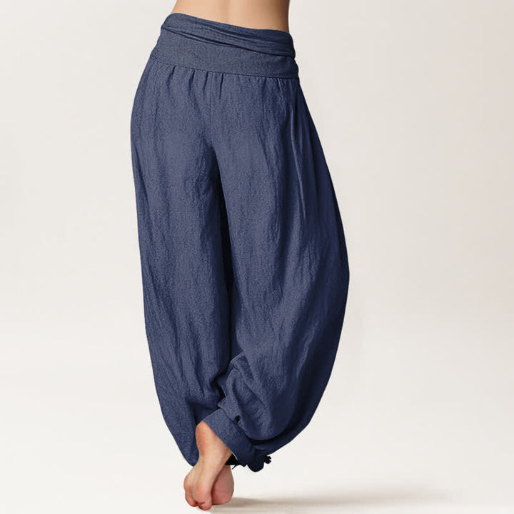Buddha Stones Harembroek voor dames met elastische Taille en lotusbloemmotief , 100% Cotton. - image 2