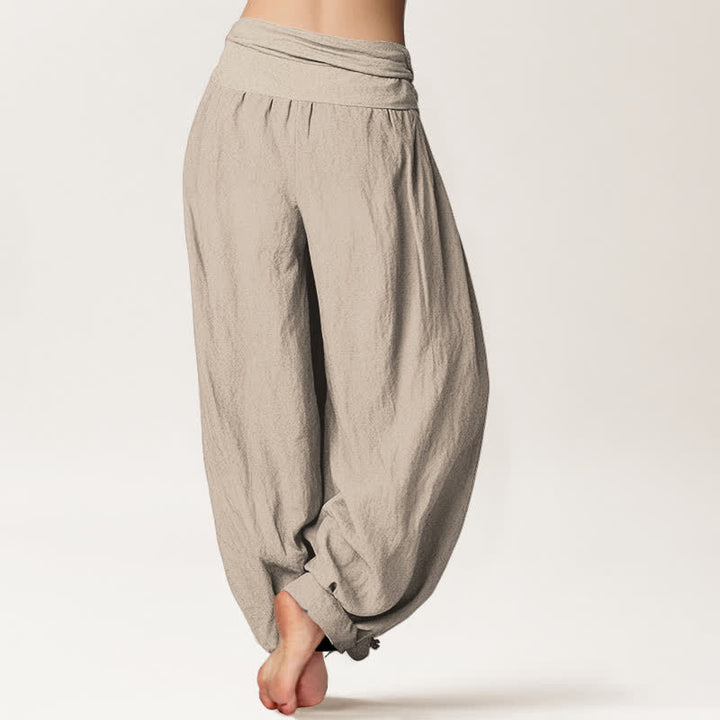 Buddha Stones Harembroek voor dames met elastische Taille en lotusbloemmotief , 100% Cotton. - image 13