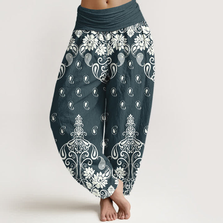 Buddha Stones Witte damesharembroek van 100% Cotton met paisley-bloemenpatroon en elastische Taille - Donkerblauw - US16, UK/AU20, EU48 (3XL) - image 5