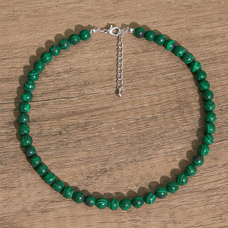 Buddha Stones Ketting met natuurlijke malachietkralen - Natuurlijke malachiet (kleur kan variëren) - 10mm - image 0