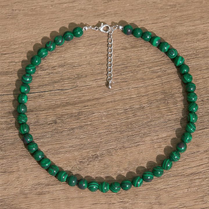 Buddha Stones Ketting met natuurlijke malachietkralen - Natuurlijke malachiet (kleur kan variëren) - 10mm - image 0