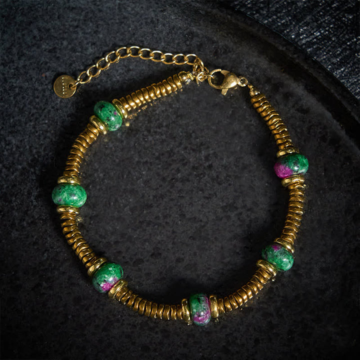 Buddha Stones Armband van titaniumstaal met unakietkraal - image 8