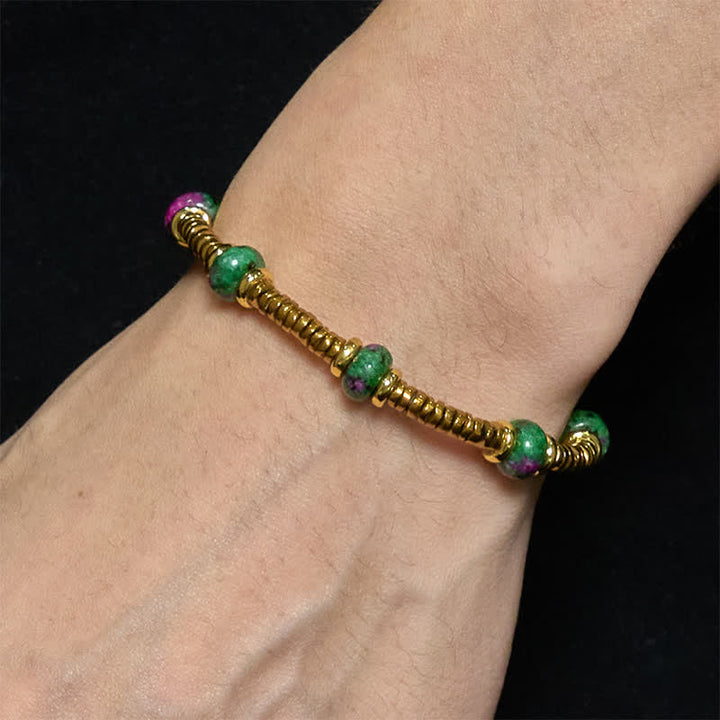 Buddha Stones Armband van titaniumstaal met unakietkraal - image 3
