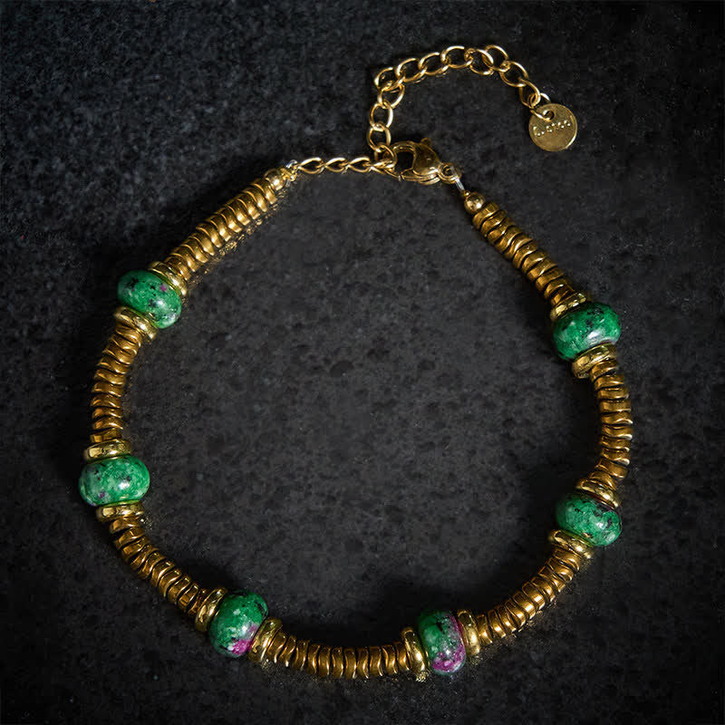Buddha Stones Armband van titaniumstaal met unakietkraal - image 2