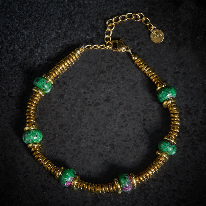 Buddha Stones Armband van titaniumstaal met unakietkraal - image 2