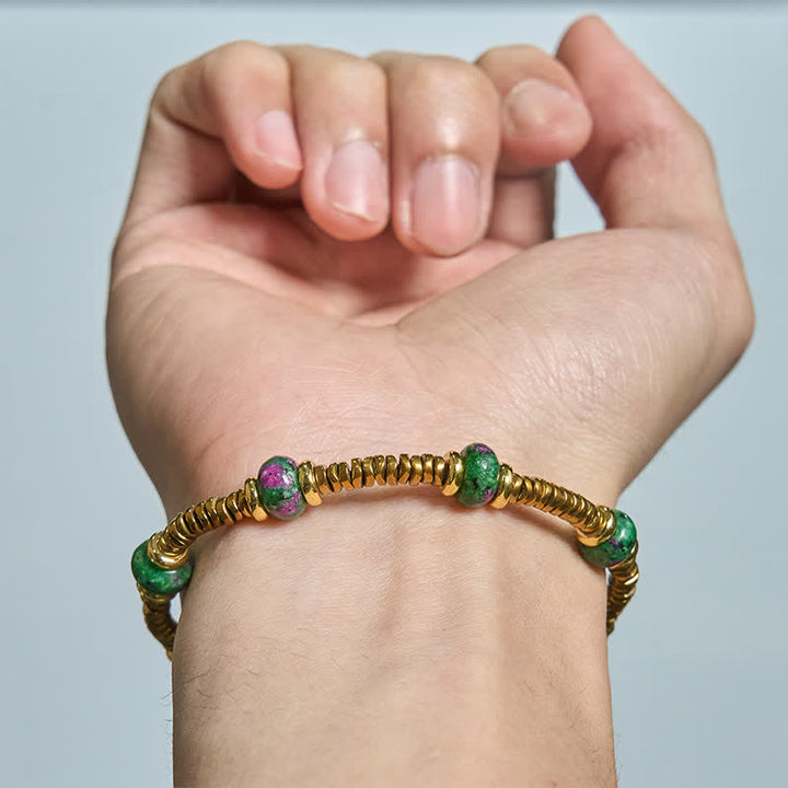 Buddha Stones Armband van titaniumstaal met unakietkraal - image 4
