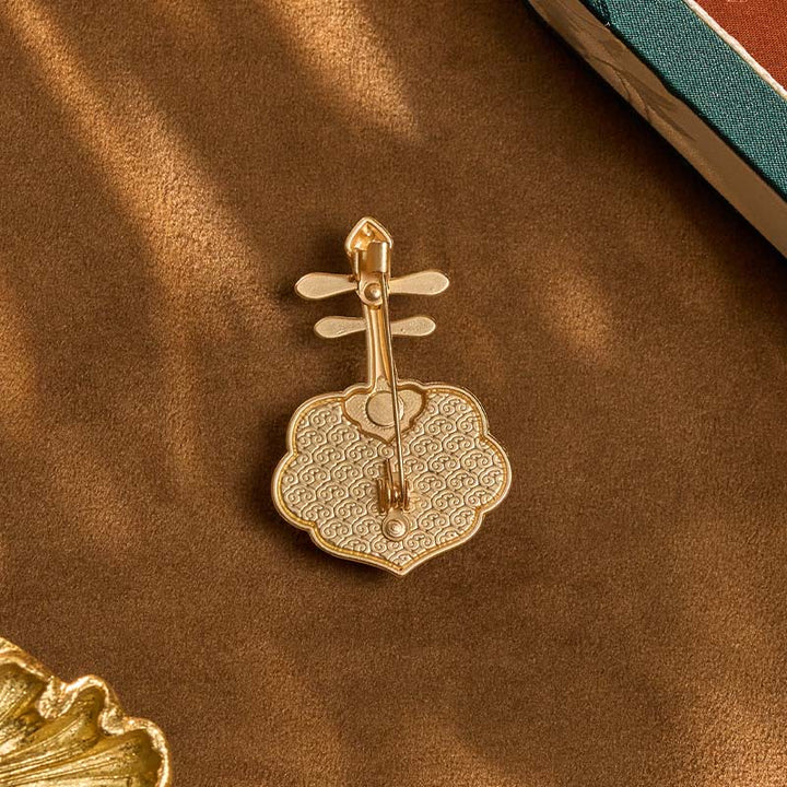 Buddha Stones Handgemaakte paarse Pipa-vormige Broche van Song Brocade - image 11