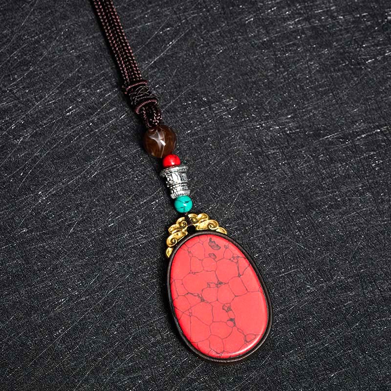 Buddha Stones Ebbenhouten Wijsheid Handgemaakte Tribal Ovale Ketting - image 8