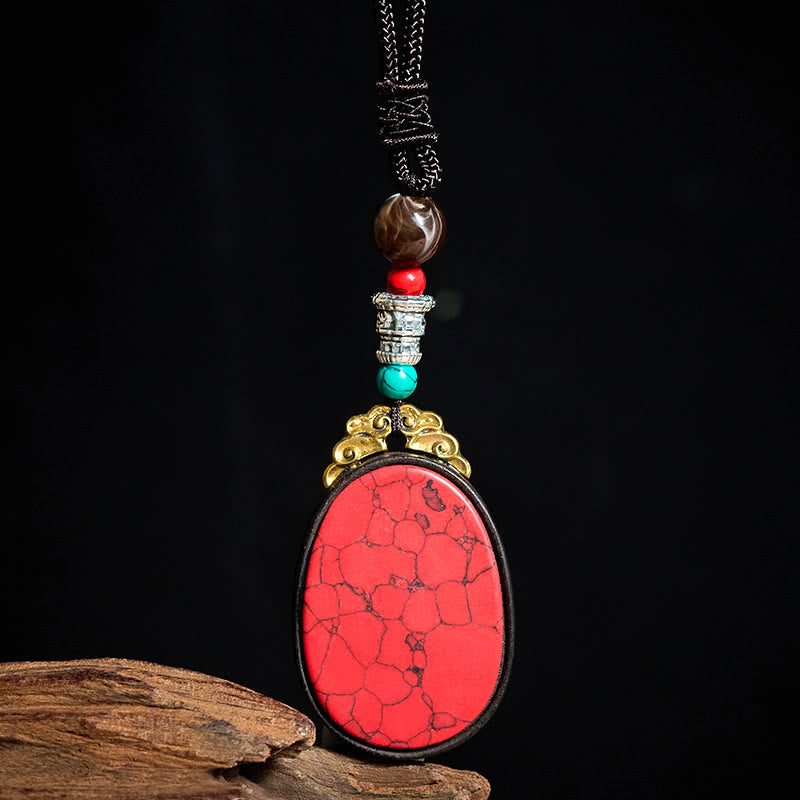 Buddha Stones Ebbenhouten Wijsheid Handgemaakte Tribal Ovale Ketting - image 4