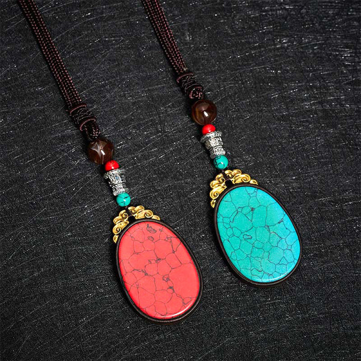 Buddha Stones Ebbenhouten Wijsheid Handgemaakte Tribal Ovale Ketting - image 12