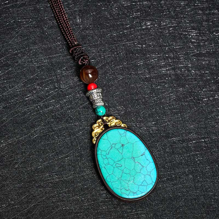 Buddha Stones Ebbenhouten Wijsheid Handgemaakte Tribal Ovale Ketting - image 7