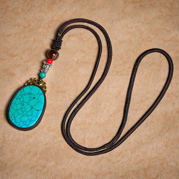 Buddha Stones Ebbenhouten Wijsheid Handgemaakte Tribal Ovale Ketting - image 9
