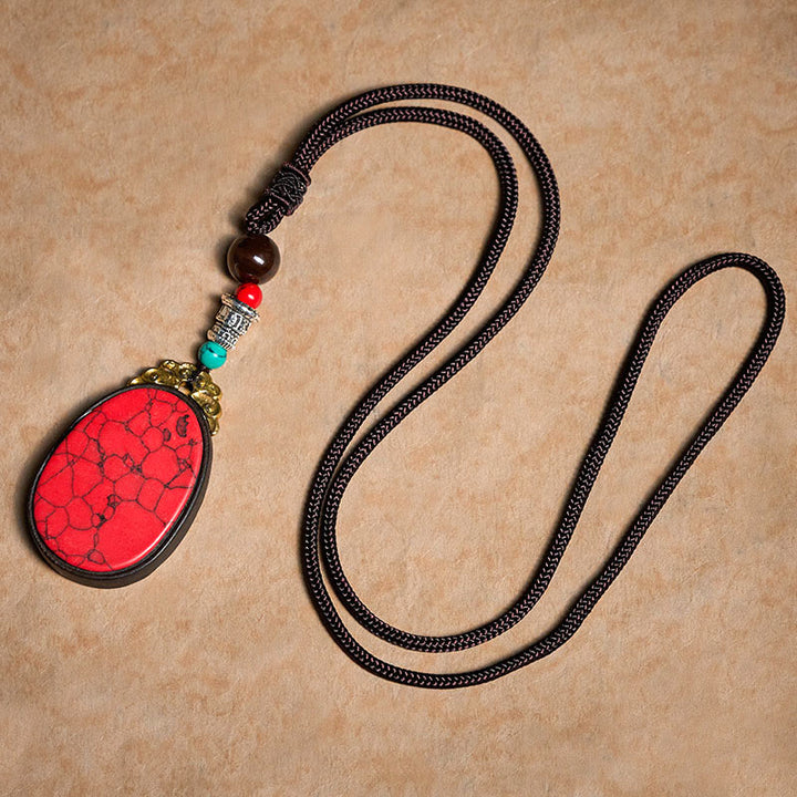 Buddha Stones Ebbenhouten Wijsheid Handgemaakte Tribal Ovale Ketting - image 10