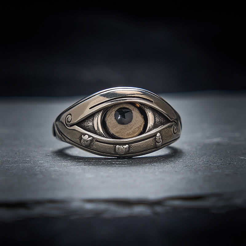 Buddha Stones Verstelbare Ring met koperen Dzi-kralen ter bescherming tegen het boze oog - image 1