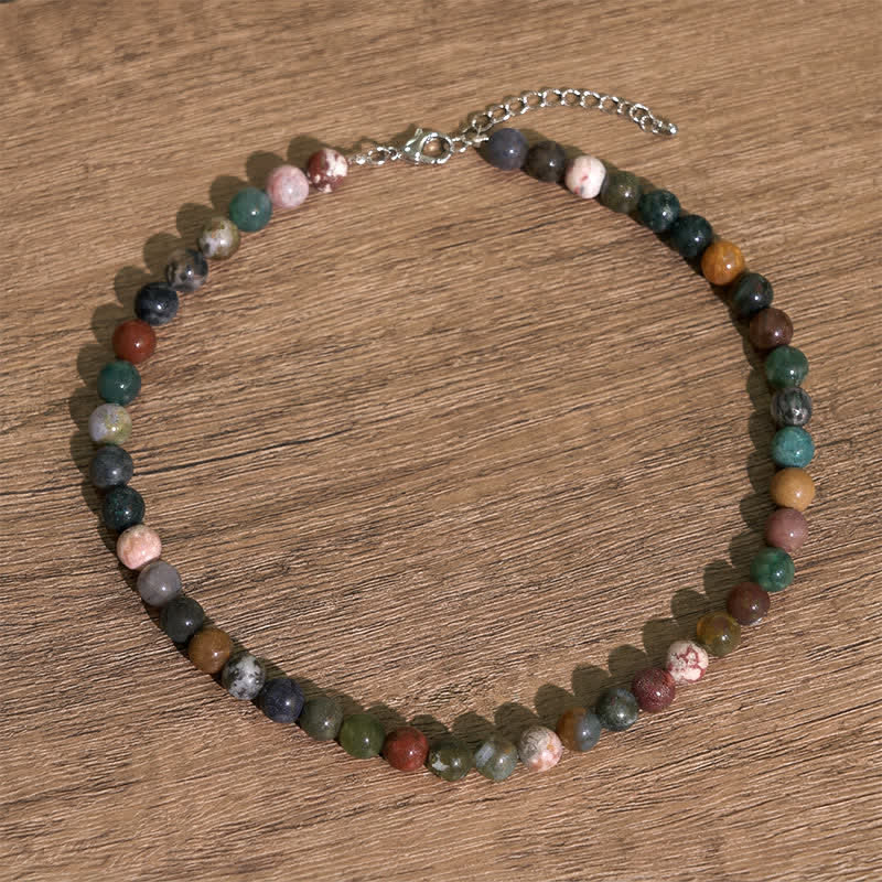 Buddha Stones Natuurlijke Indiase agaatkraal, rustgevende Ketting - Natuurlijke Indiase agaat (kleur kan variëren) - 10mm - image 0