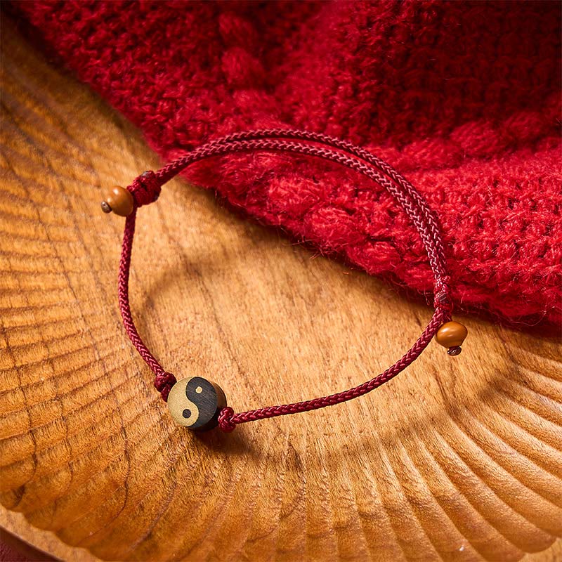 Buddha Stones Ebbenhouten Yin Yang symbool Vrede Kleurrijke String Armband - image 1