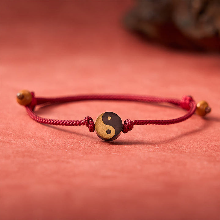 Buddha Stones Ebbenhouten Yin Yang symbool Vrede Kleurrijke String Armband - image 2