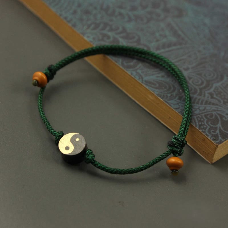 Buddha Stones Ebbenhouten Yin Yang symbool Vrede Kleurrijke String Armband - Groen (Polsomtrek: 13-20 cm) - image 9