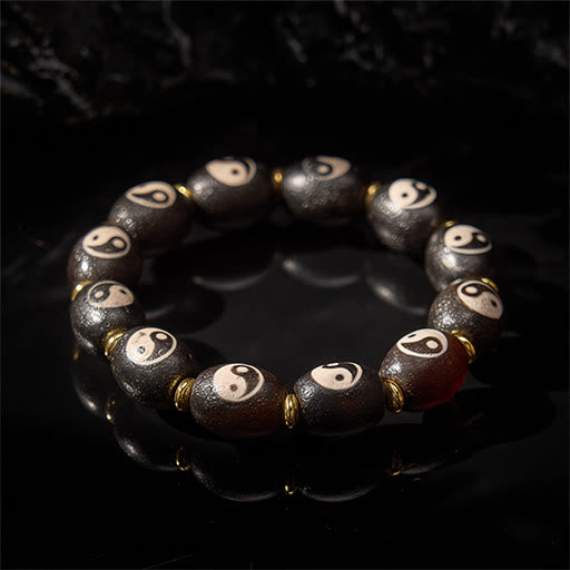 Buddha Stones Tibetaanse Dzi kraal Agaat Yin Yang symbool bescherming Armband - image 2