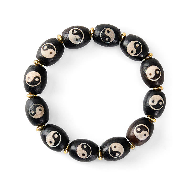 Buddha Stones Tibetaanse Dzi kraal Agaat Yin Yang symbool bescherming Armband - image 5