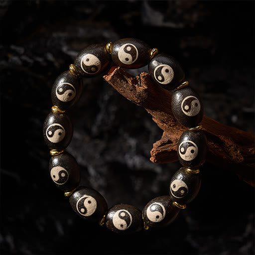 Buddha Stones Tibetaanse Dzi kraal Agaat Yin Yang symbool bescherming Armband - image 3