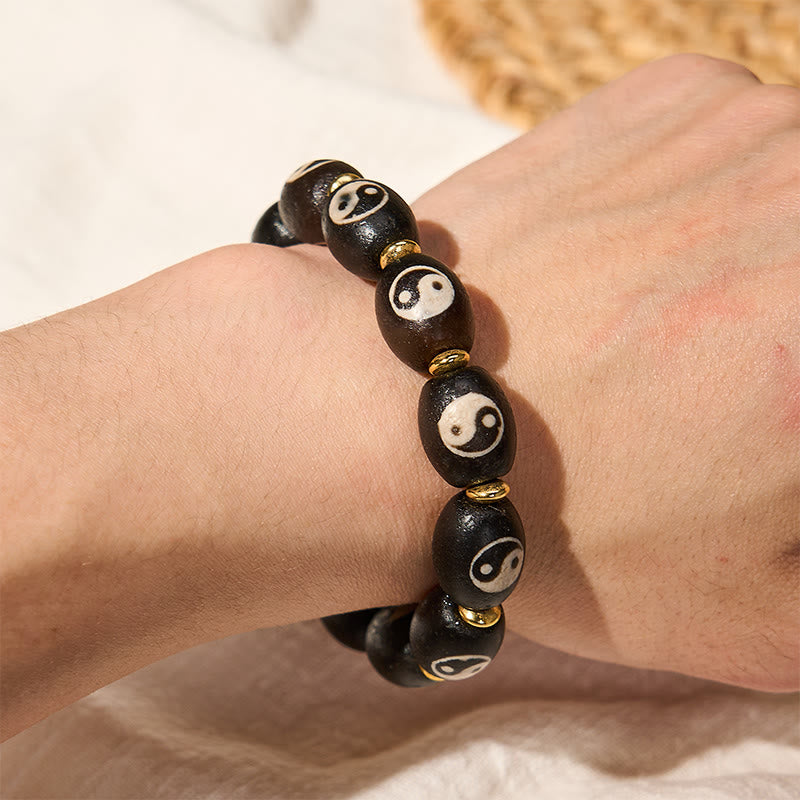 Buddha Stones Tibetaanse Dzi kraal Agaat Yin Yang symbool bescherming Armband - image 11