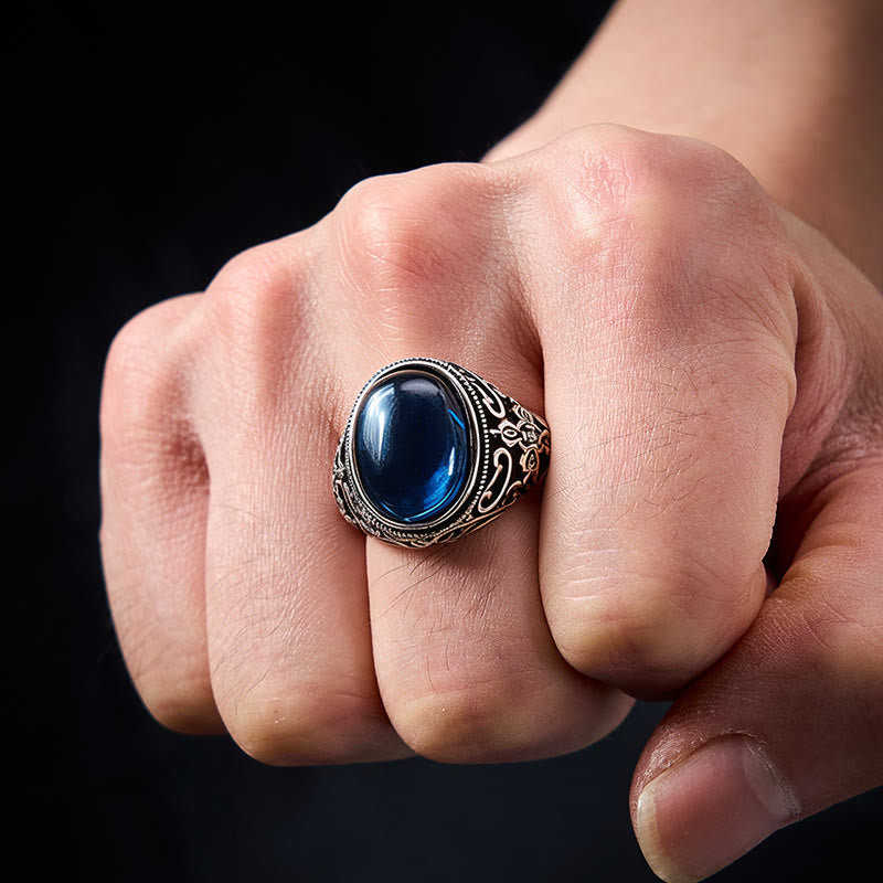 Buddha Stones Verstelbare Ring met blauw chalcedoonkleurige koperen optimistische uitstraling - image 4