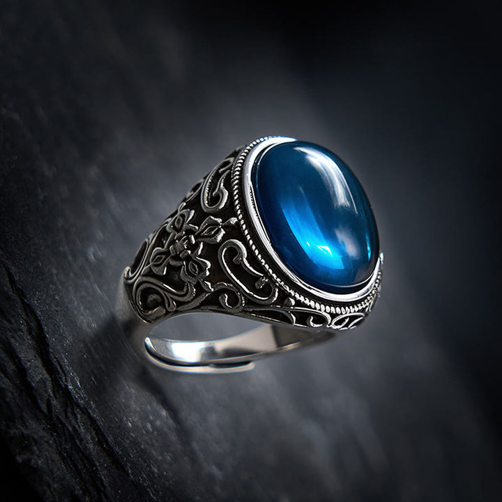 Buddha Stones Verstelbare Ring met blauw chalcedoonkleurige koperen optimistische uitstraling - image 1