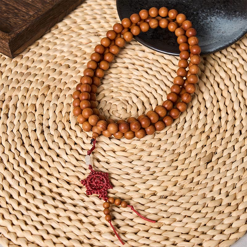 Buddha Stones Rode sandelhouten zegen meditatie Mala met geknoopte ronde kralen - 10mm - Rood sandelhout (Aarding♥Meditatie) - image 0