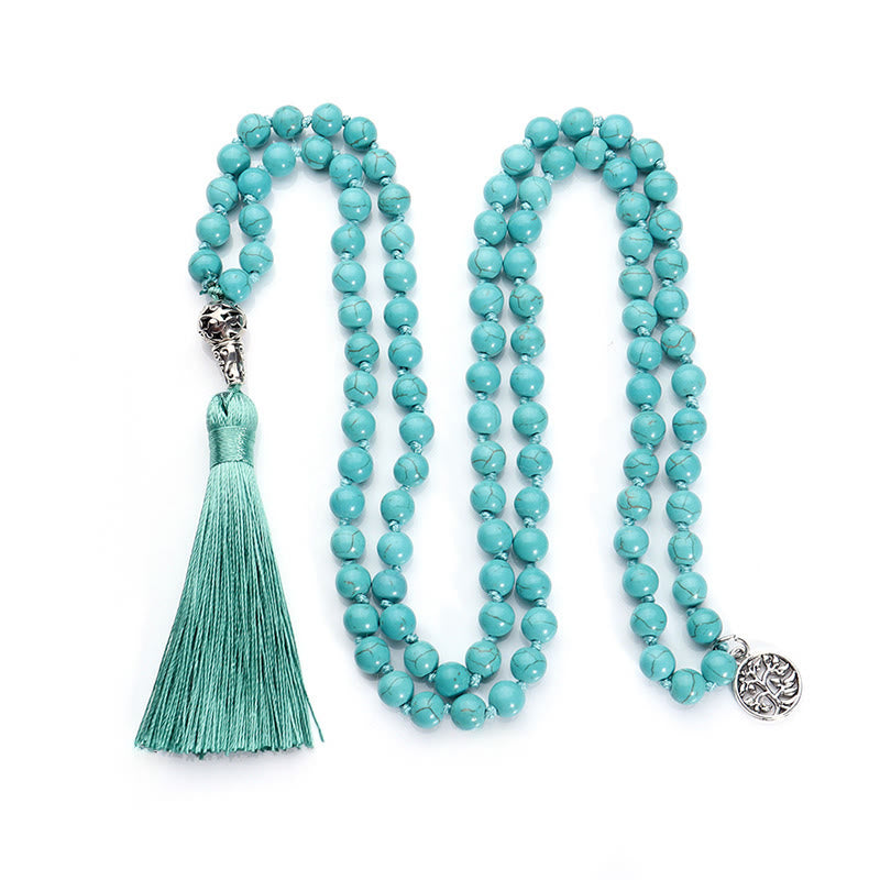 Buddha Stones Turquoise Levensboom Bescherming Geknoopte Kwastje Mala - image 5
