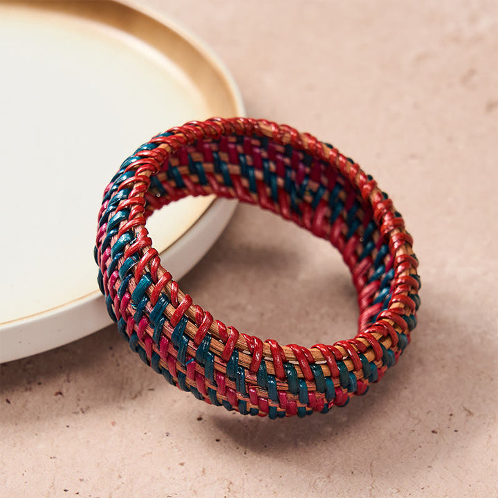 Buddha Stones Natuurlijke rotan bescherming, handgeweven, brede boho Bangle-armband. - image 5