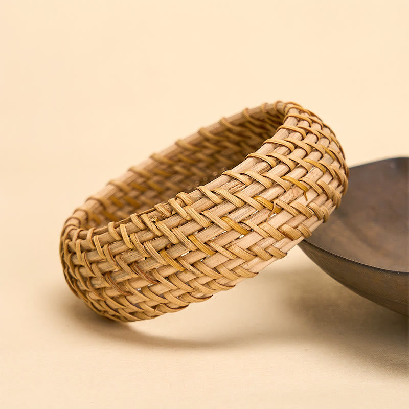 Buddha Stones Natuurlijke rotan bescherming, handgeweven, brede boho Bangle-armband. - image 2