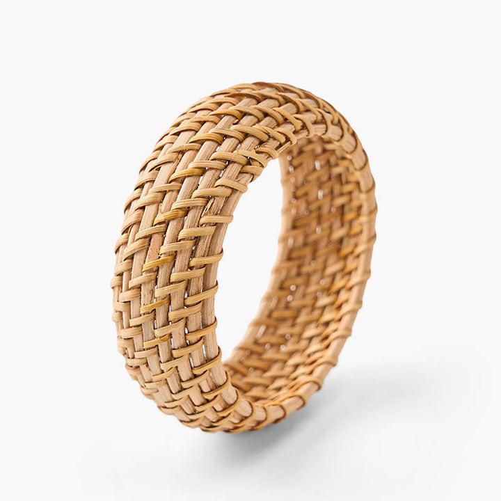 Buddha Stones Natuurlijke rotan bescherming, handgeweven, brede boho Bangle-armband. - Geel - Rotan (Aarding♥Gezondheid) - image 0