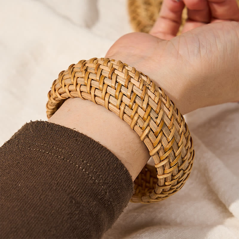 Buddha Stones Natuurlijke rotan bescherming, handgeweven, brede boho Bangle-armband. - image 10