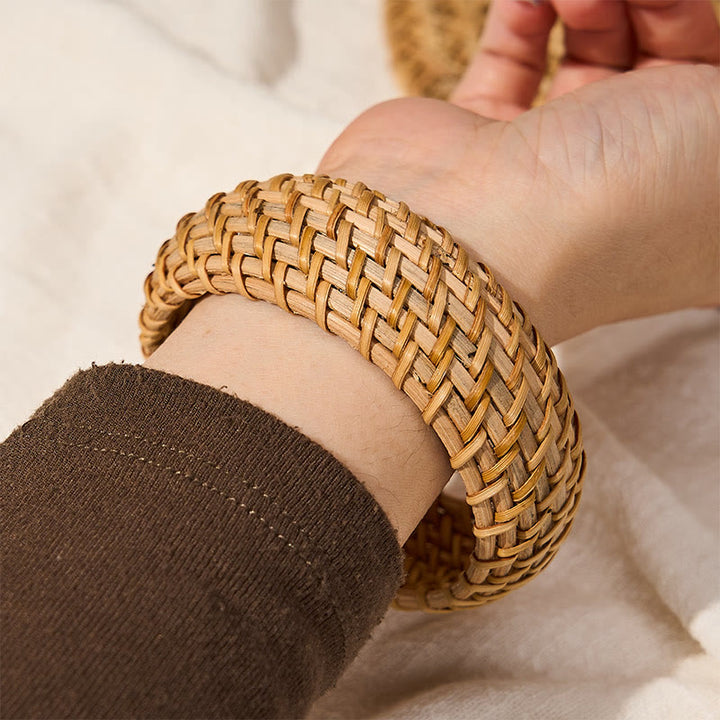 Buddha Stones Natuurlijke rotan bescherming, handgeweven, brede boho Bangle-armband. - image 10