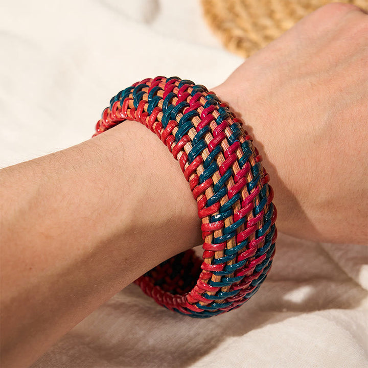 Buddha Stones Natuurlijke rotan bescherming, handgeweven, brede boho Bangle-armband. - image 11