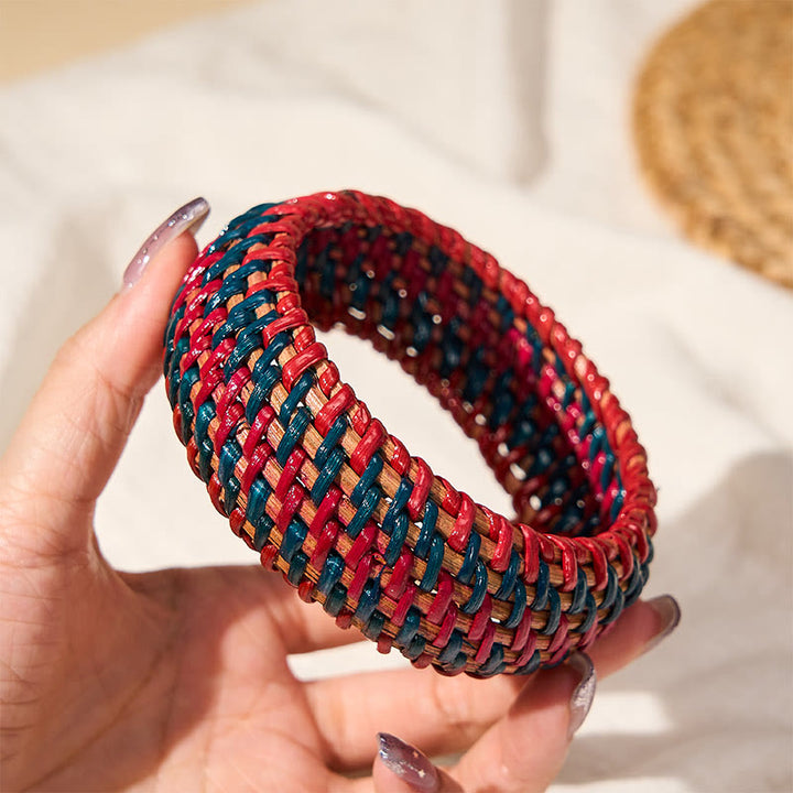 Buddha Stones Natuurlijke rotan bescherming, handgeweven, brede boho Bangle-armband. - image 9