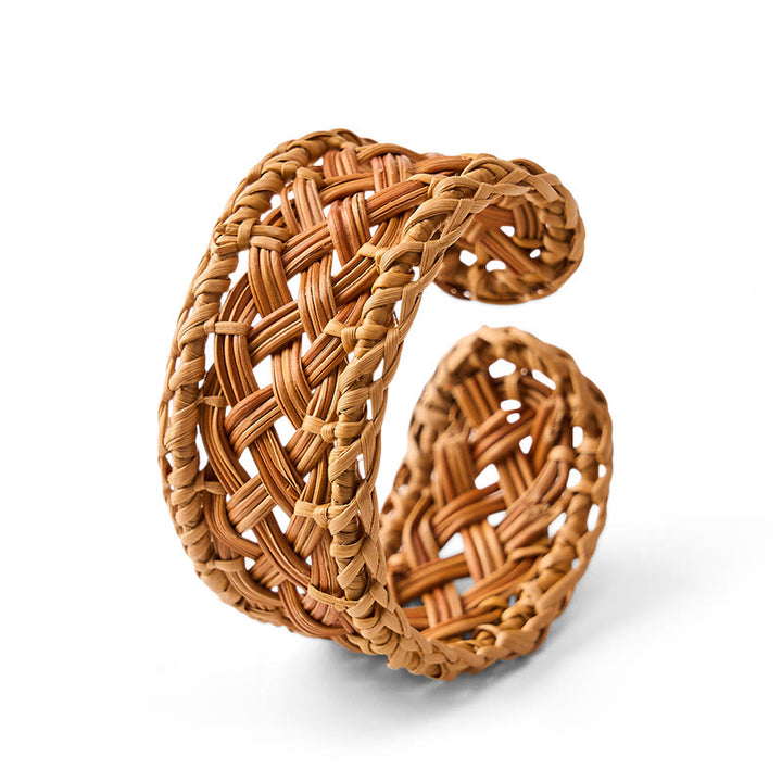 Buddha Stones Handgeweven, natuurlijke rotan, boho resort verstelbare Manchetarmband - Ratten (Balans ♥ Aarding) - image 0