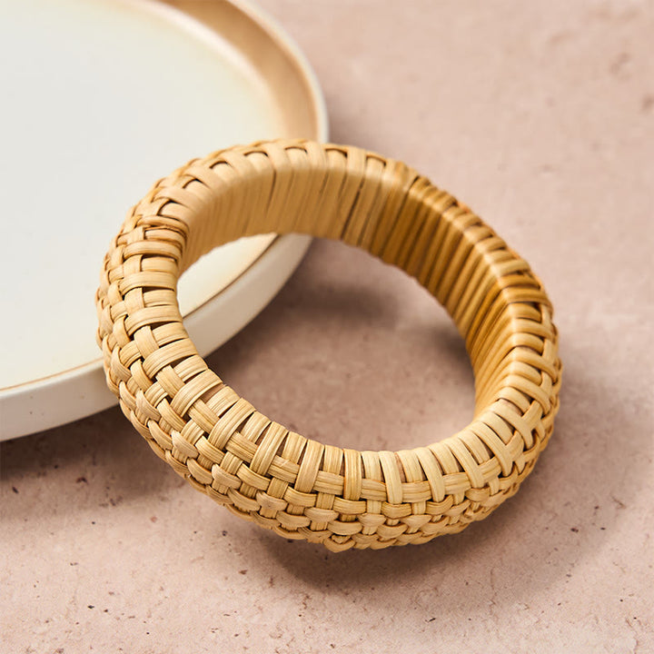 Buddha Stones Handgeweven rotan aardende bohemian strand brede Bangle-armband - image 2