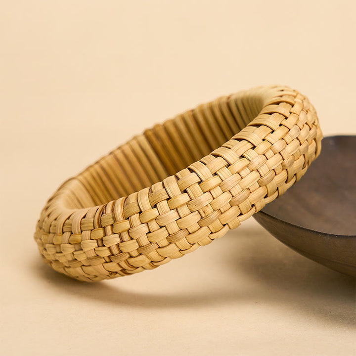 Buddha Stones Handgeweven rotan aardende bohemian strand brede Bangle-armband - image 1