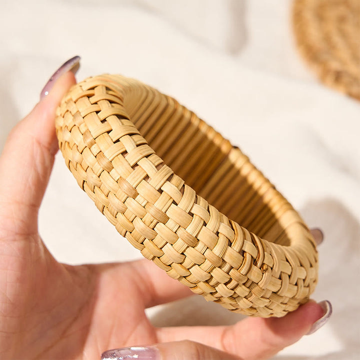 Buddha Stones Handgeweven rotan aardende bohemian strand brede Bangle-armband - image 4