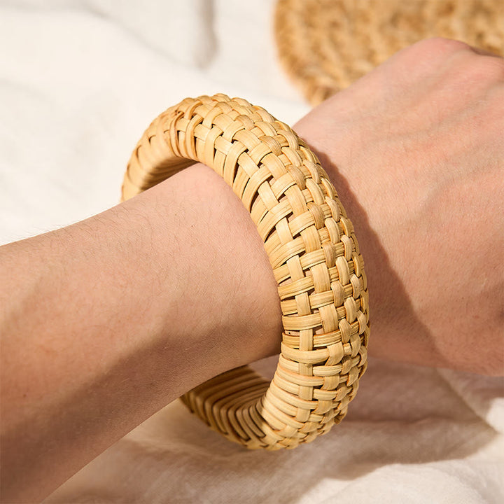 Buddha Stones Handgeweven rotan aardende bohemian strand brede Bangle-armband - image 5
